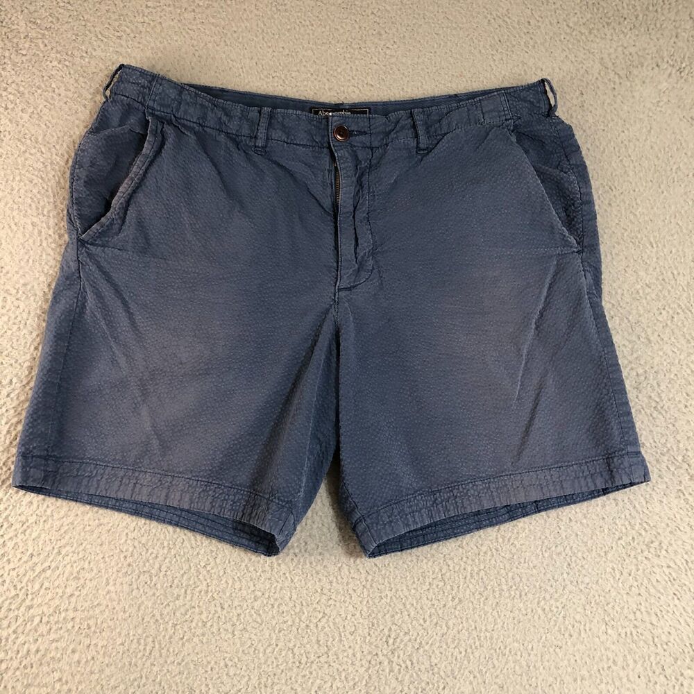 Abercrombie & Fitch Shorts Mens 36‎ Blue Chino Preppy Dadcore Logo Solid Pocket